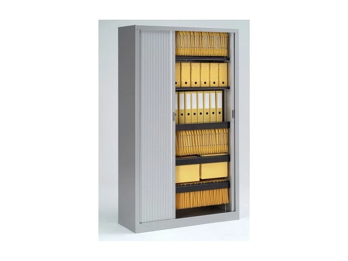 Armoire de bureau à rideaux 2 portes anthracite Giao L90xH180xP43