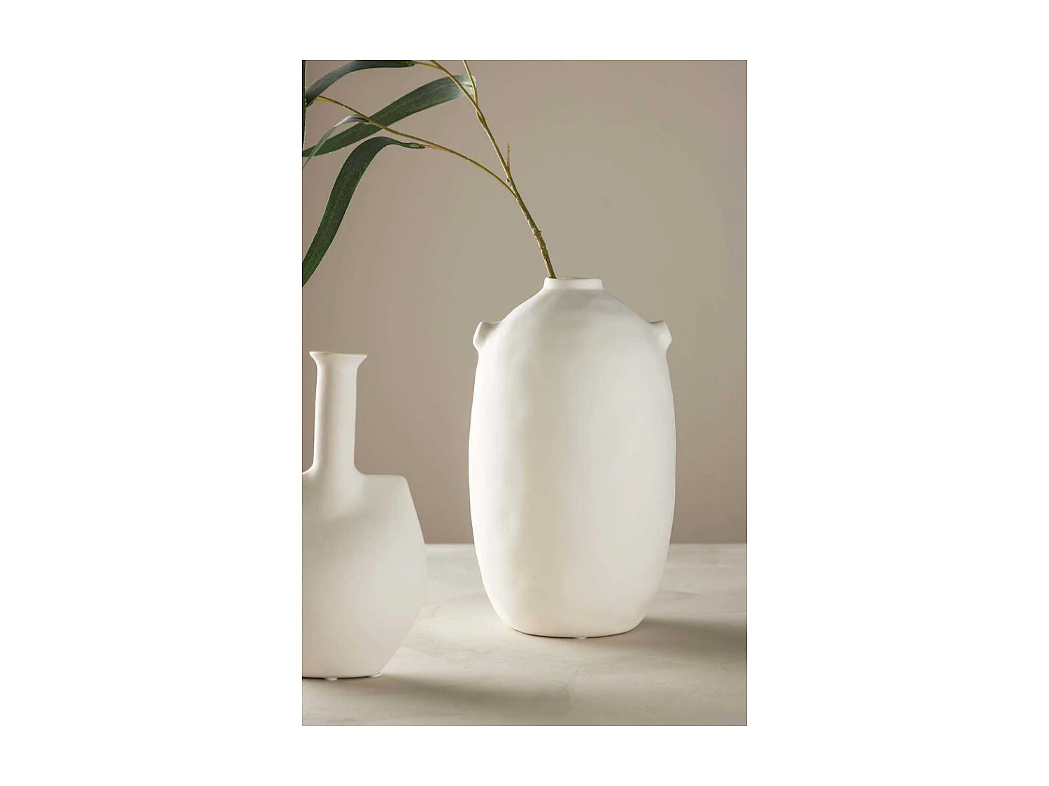 Vase Déco en Céramique "Madi" 28cm Blanc Cassé