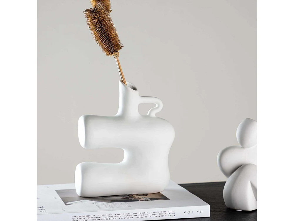 Vase Design en Céramique "Dity" 19cm Blanc
