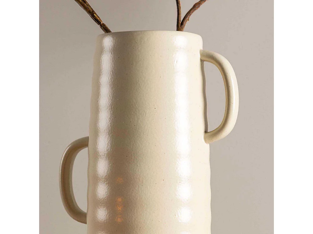 Vase Ondulé en Céramique "Cent" 41cm Beige & Noir