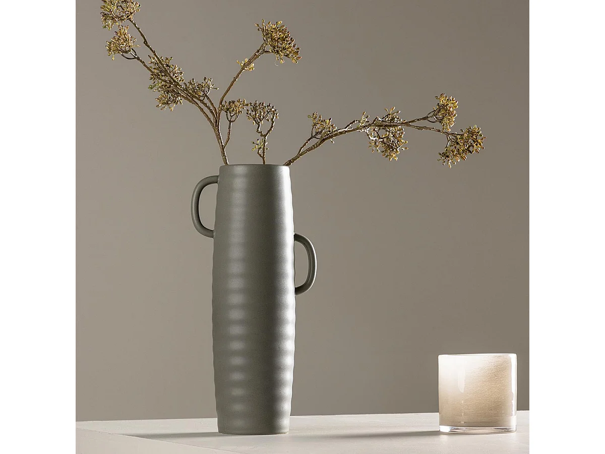 Vase Ondulé en Céramique "Cent" 41cm Gris Foncé