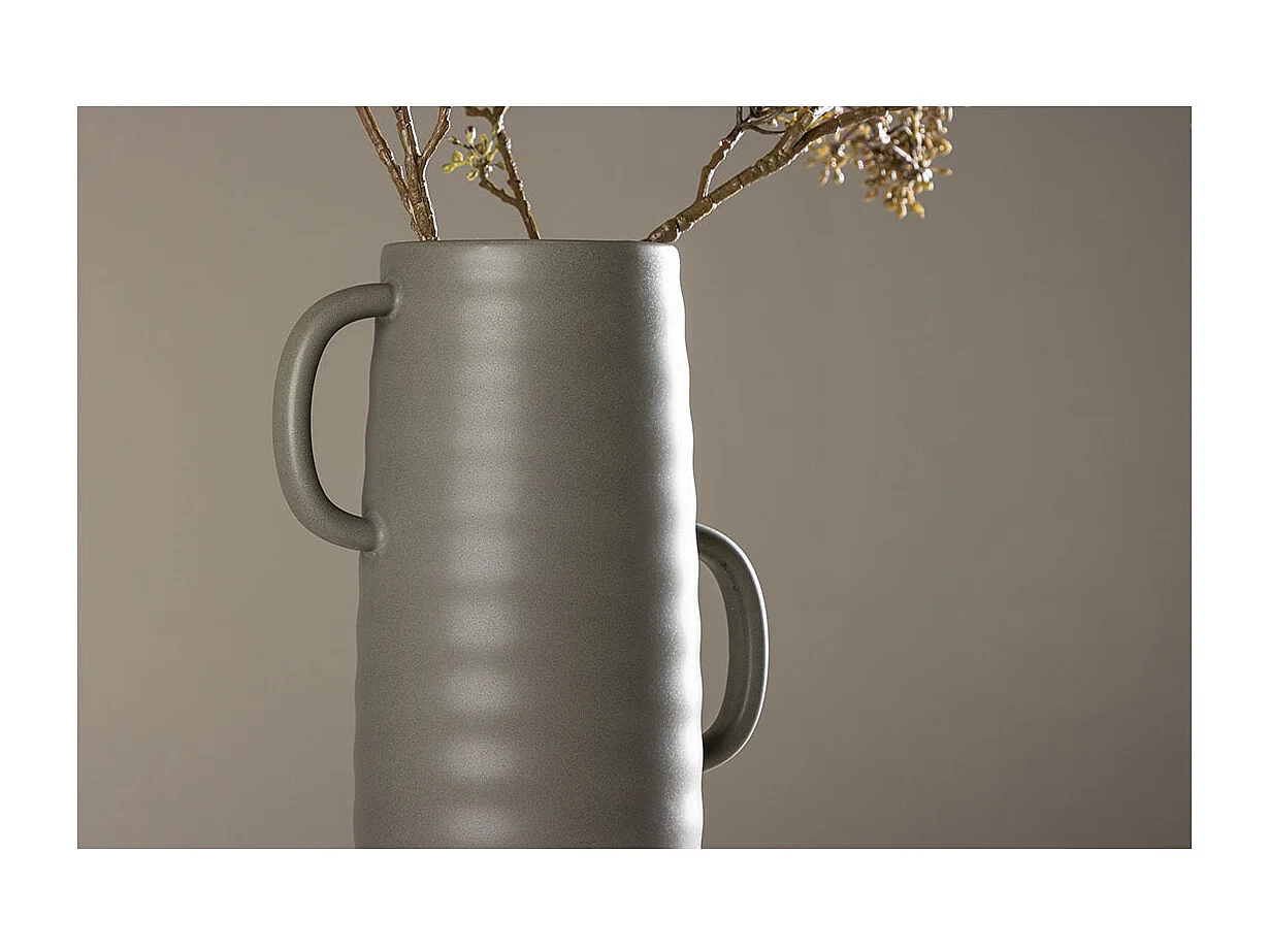 Vase Ondulé en Céramique "Cent" 41cm Gris Foncé