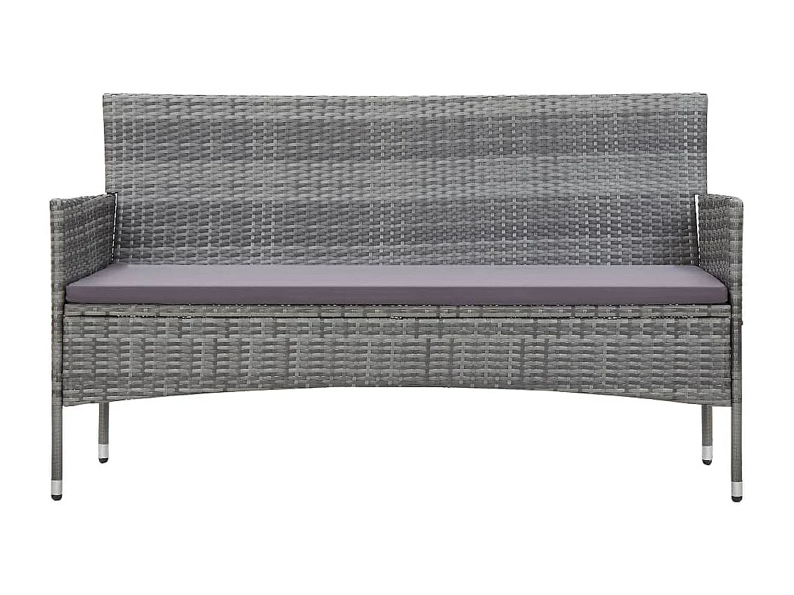 Divano da Giardino a 3 Posti con Cuscini Grigio in Polyrattan