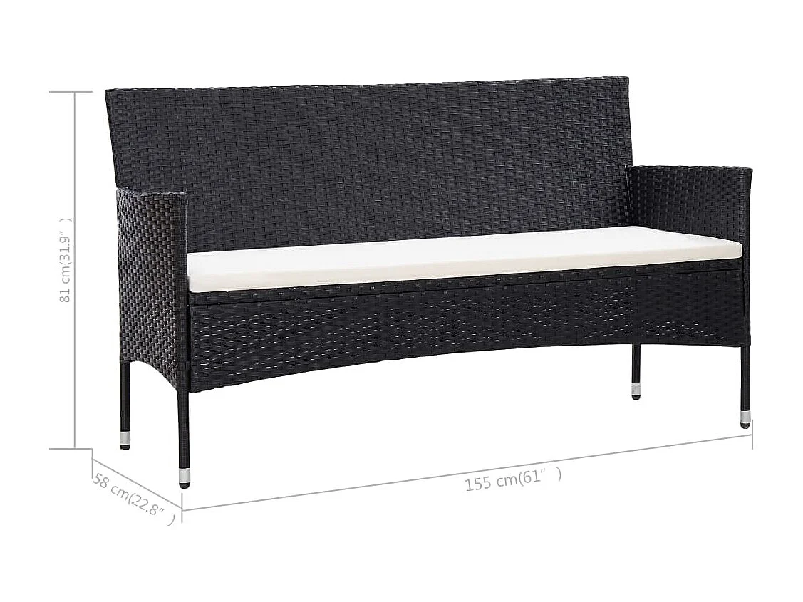 Divano da Giardino a 3 Posti con Cuscini Grigio in Polyrattan