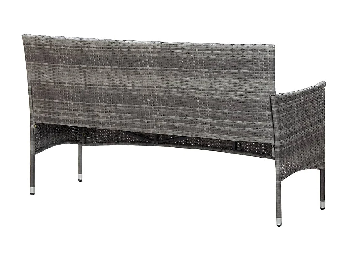 Divano da Giardino a 3 Posti con Cuscini Grigio in Polyrattan