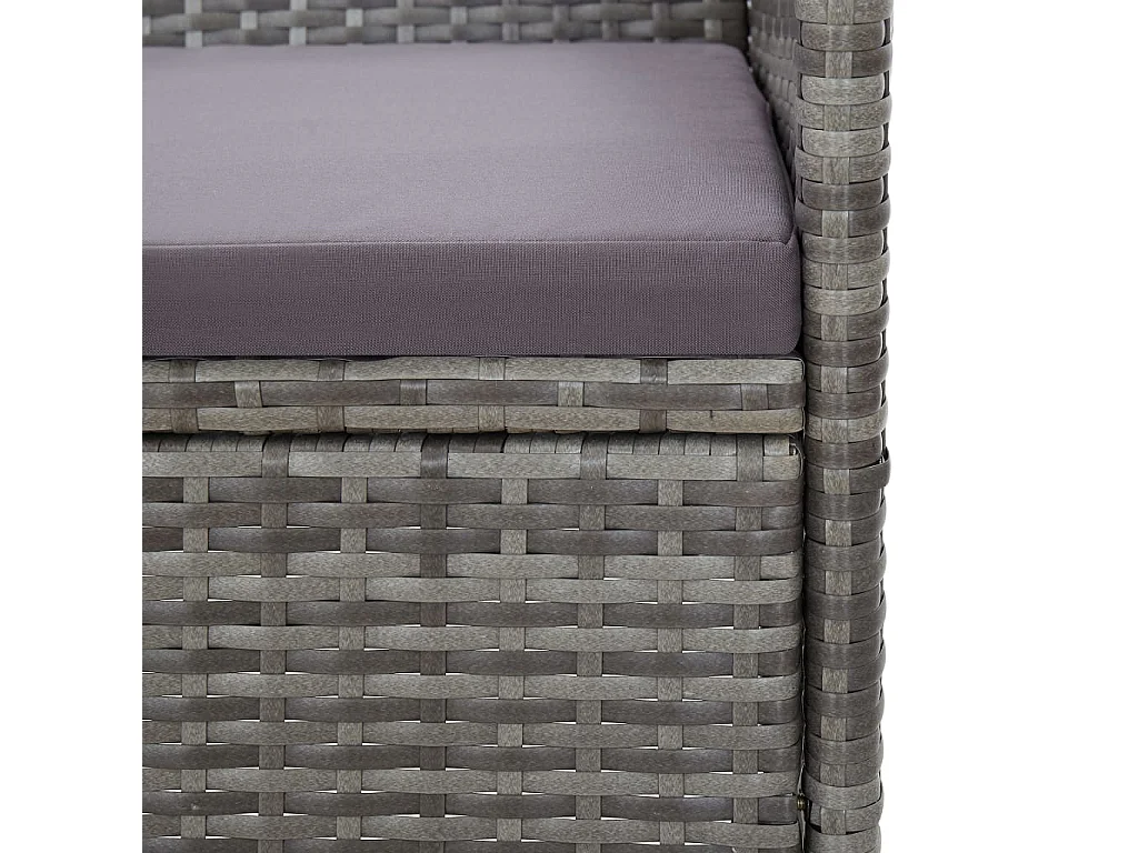 Divano da Giardino a 3 Posti con Cuscini Grigio in Polyrattan