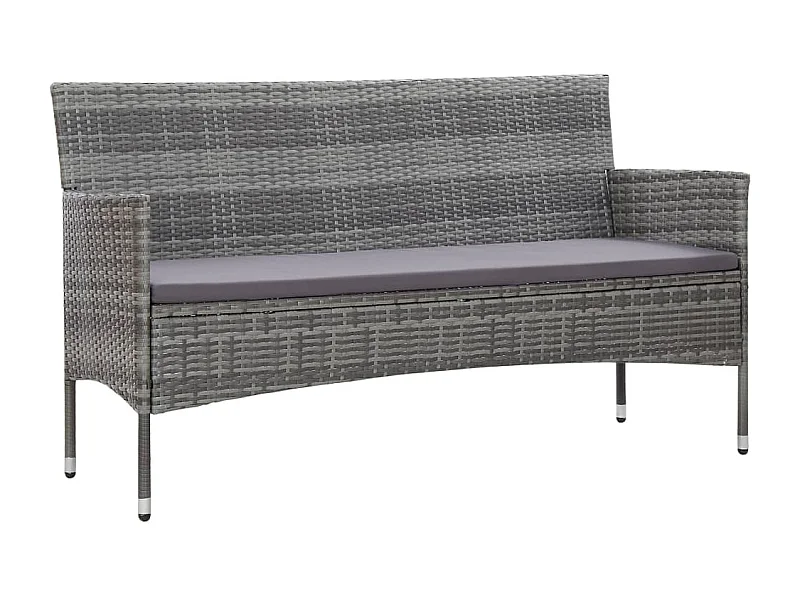 Divano da Giardino a 3 Posti con Cuscini Grigio in Polyrattan