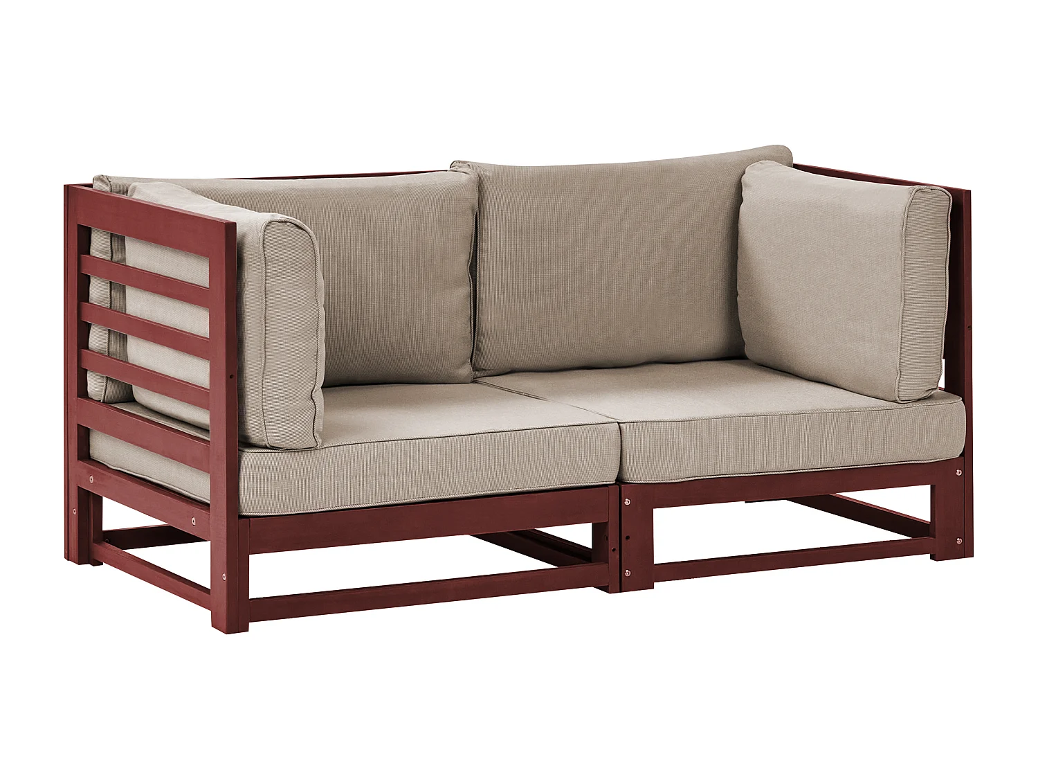 Gartensofa 2-Sitzer TRANI modular Akazienholz Dunkelrot