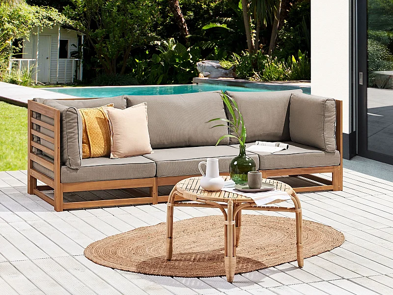 Canapé de jardin 3 places TRANI Bois d'acacia certifié Marron clair