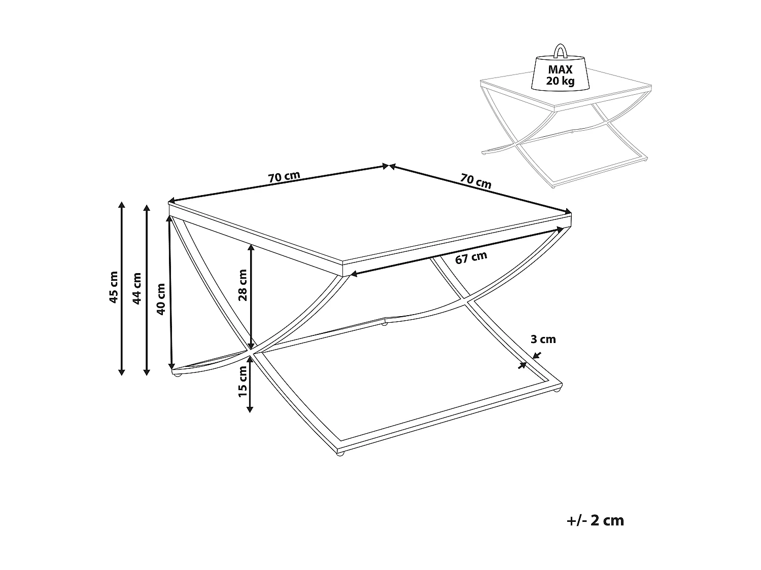 Salontafel RINGGOLD Veiligheidsglas Goud