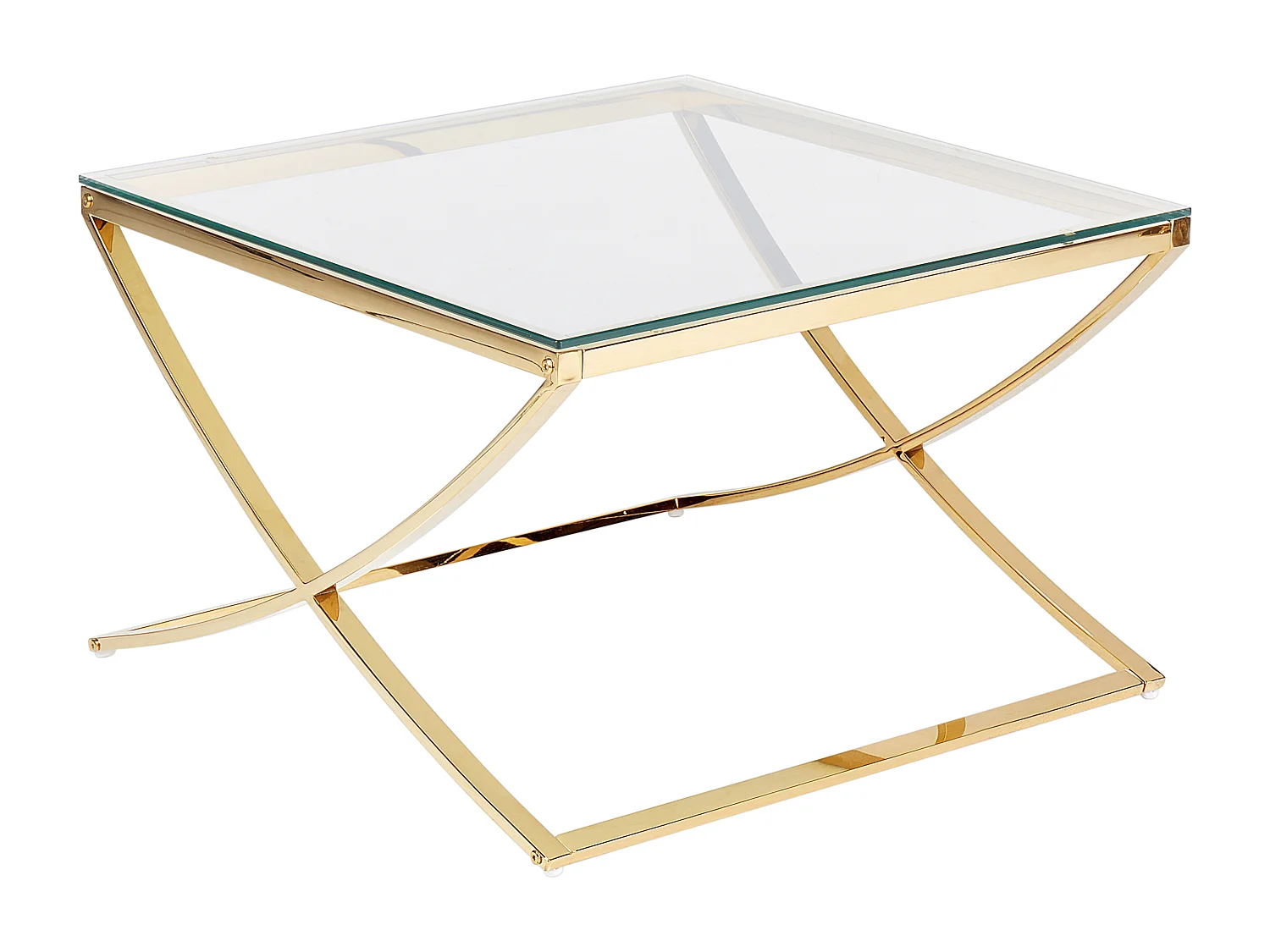 Couchtisch Edelstahl Glas gold quadratisch 70 x 70 cm Glamour Stil Ringgold