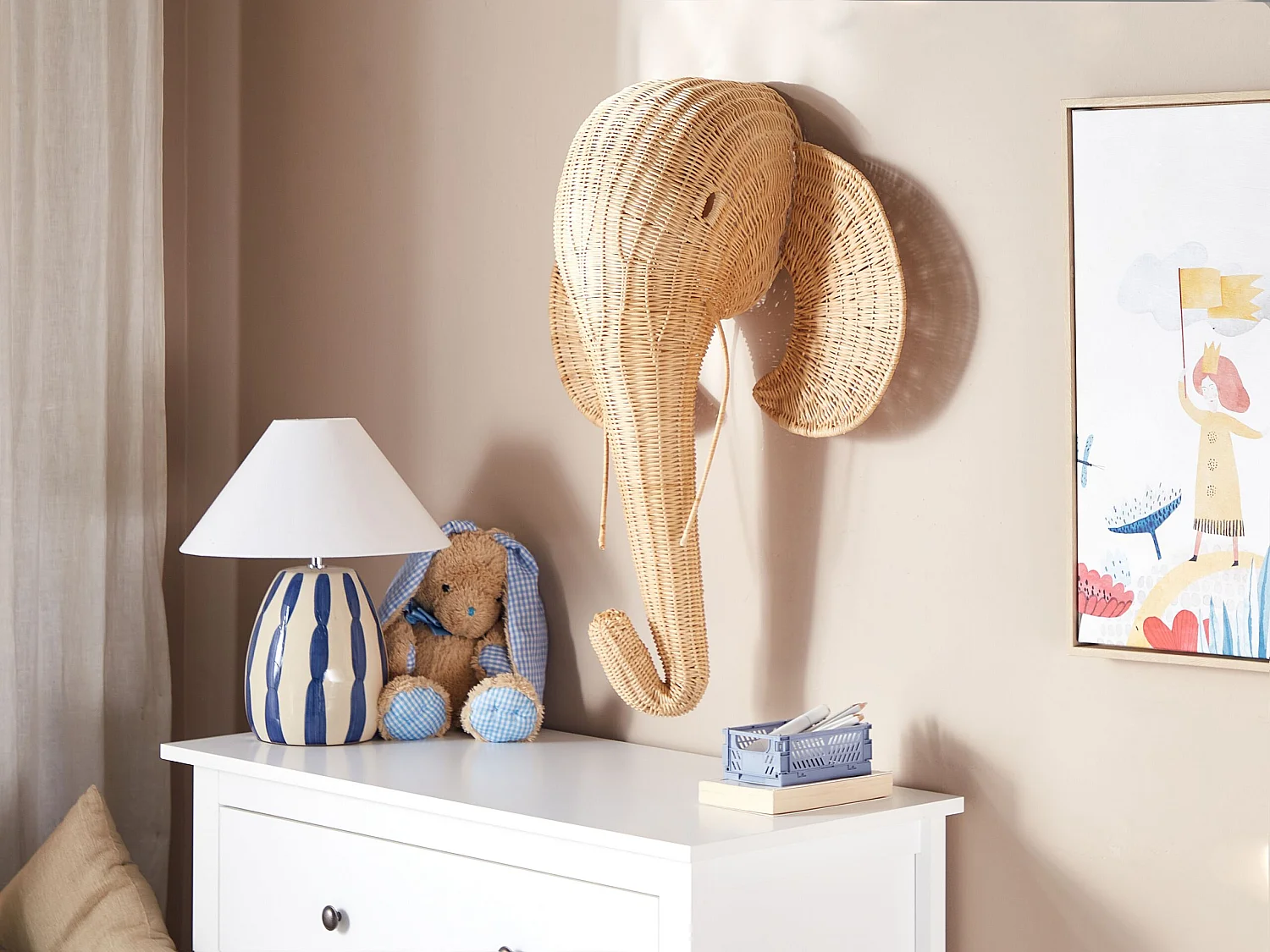 Décoration murale Éléphant GRUNEY Rotin 83 cm Naturel