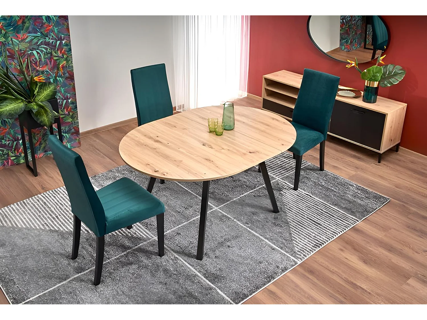 Table à manger Ruben (72x102-142)/Extensible/Noir et Marron