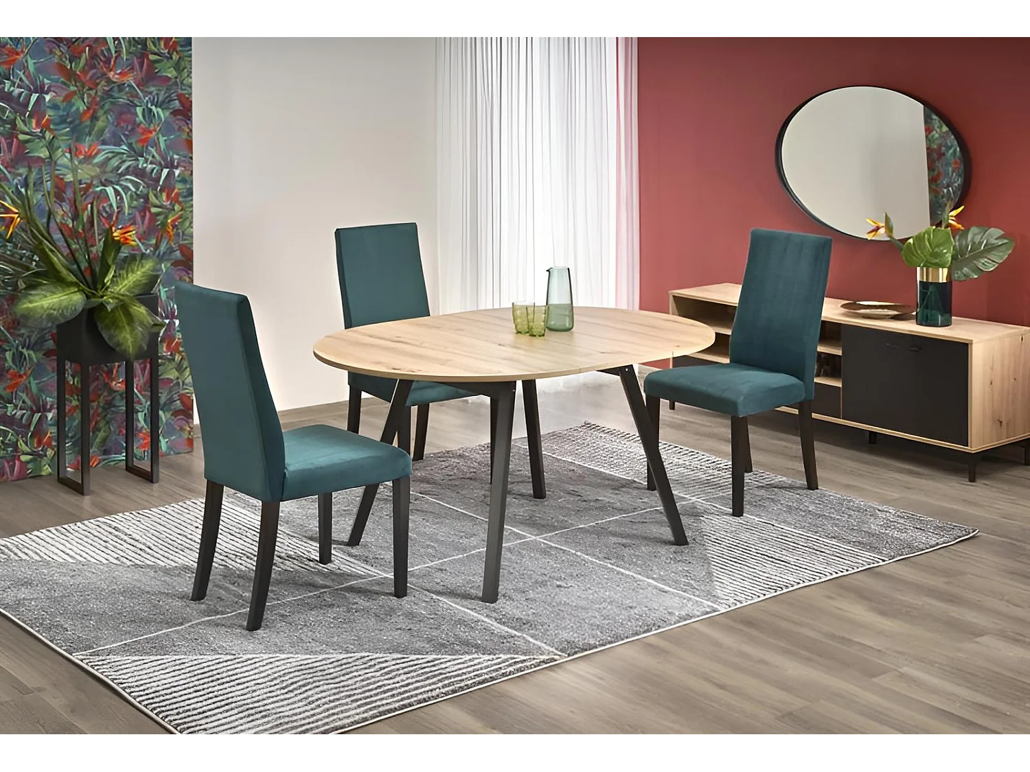 Table à manger Ruben (72x102-142)/Extensible/Noir et Marron