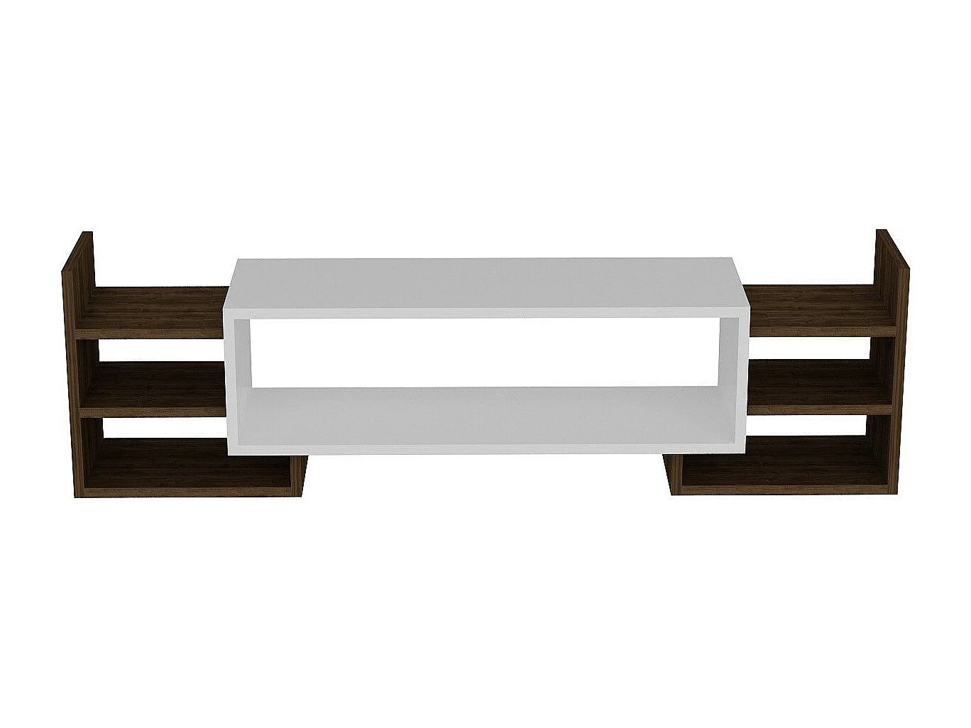 Mobile porta TV – 115 cm – Bianco e Noce – Pannello truciolare rivestito in melaminico