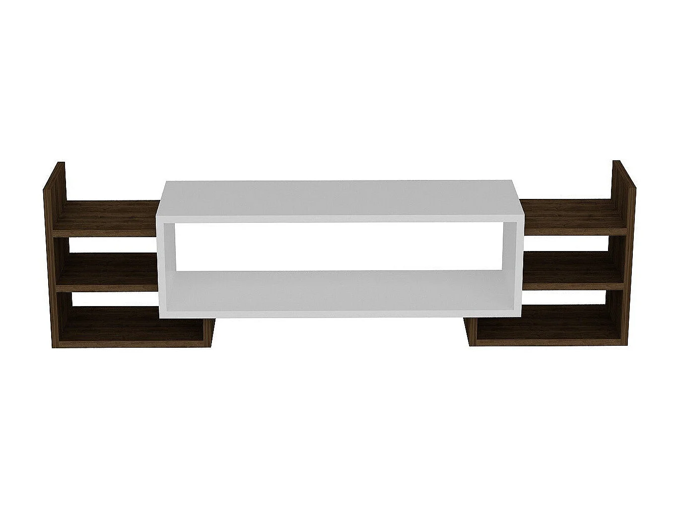 Mobile porta TV – 115 cm – Bianco e Noce – Pannello truciolare rivestito in melaminico