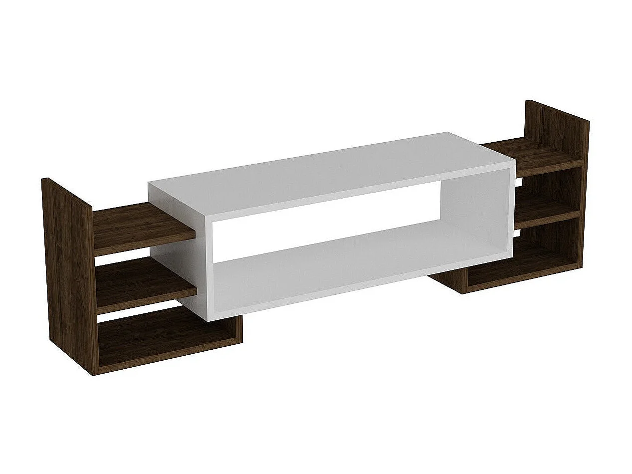 Mobile porta TV – 115 cm – Bianco e Noce – Pannello truciolare rivestito in melaminico