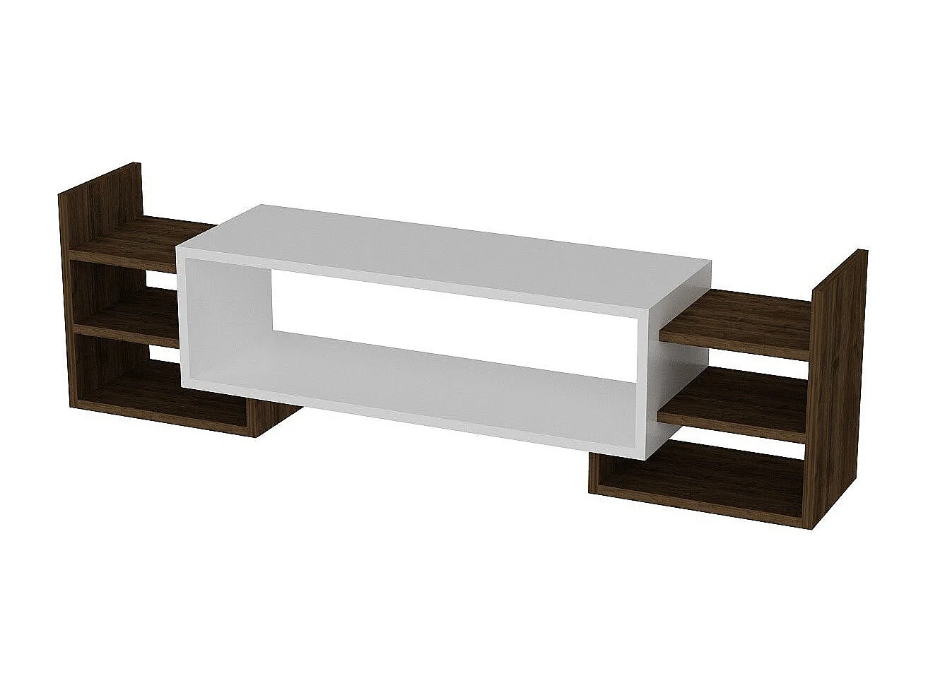 Mobile porta TV – 115 cm – Bianco e Noce – Pannello truciolare rivestito in melaminico