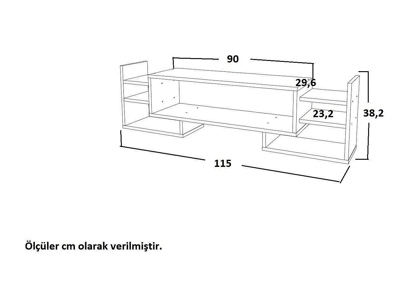 Meuble TV avec étagères Corya L115cm Blanc