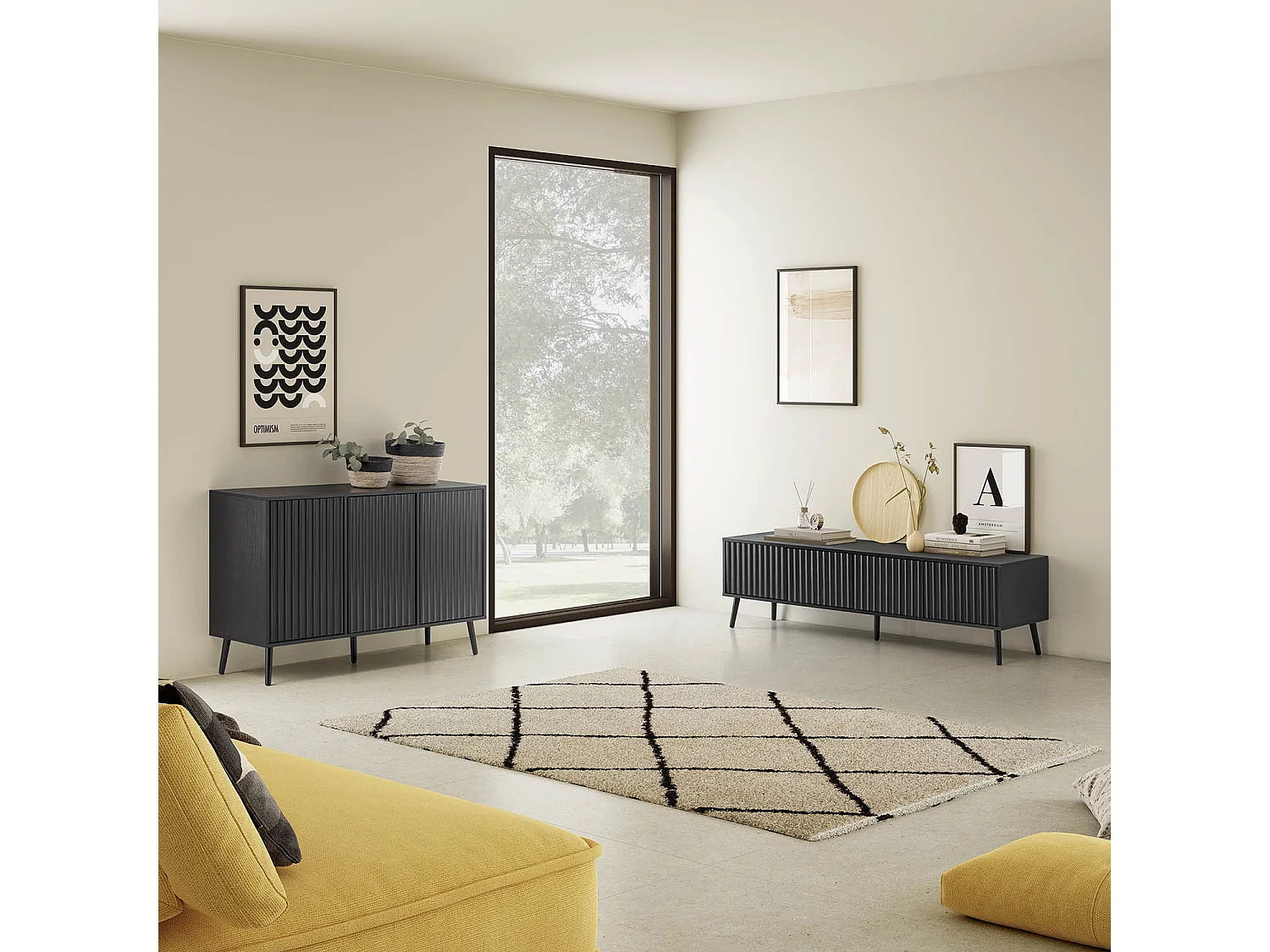 Dressoir Regen 3 deuren kleur Zwart