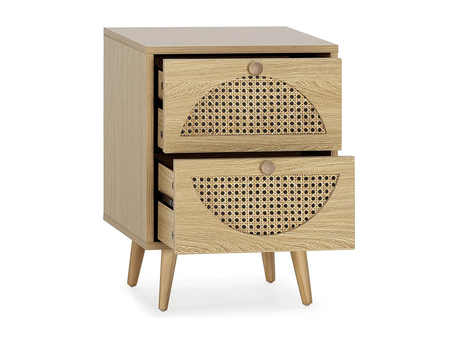 Table de chevet Luna 2 tiroirs couleur chêne
