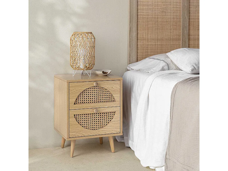 Mesa de cabeceira Luna 2 gavetas cor carvalho