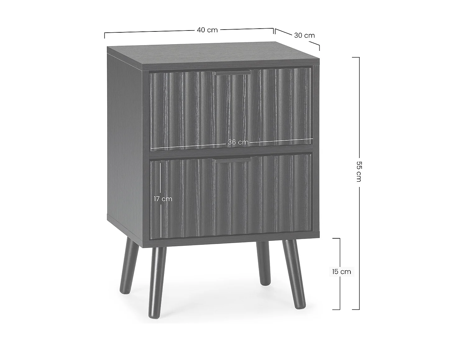 Nachttisch Lluvia 2 Schubladen, Schwarz