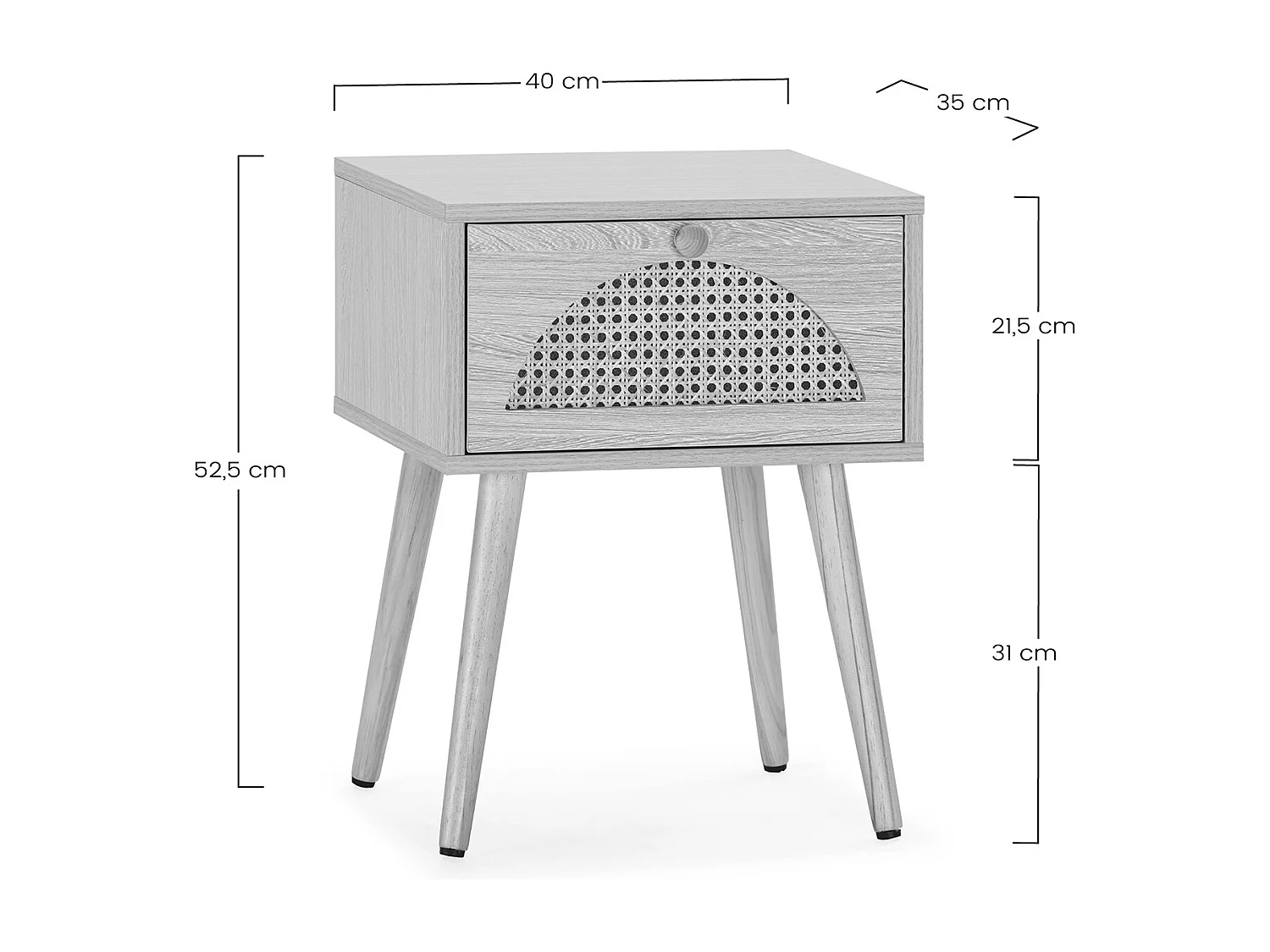 Mesa de cabeceira Luna 1 gaveta cor carvalho