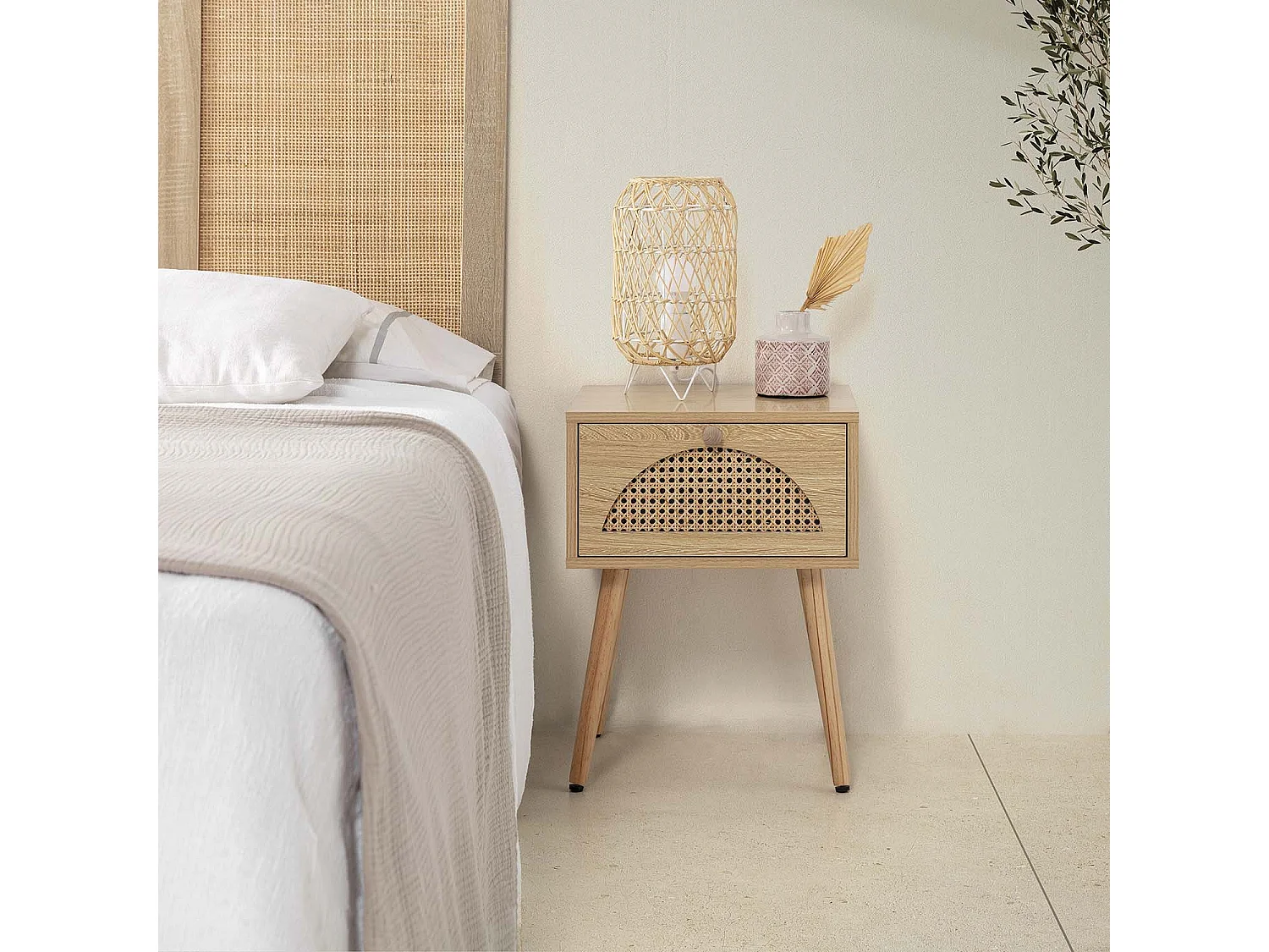 Table de chevet Luna 1 tiroir couleur chêne