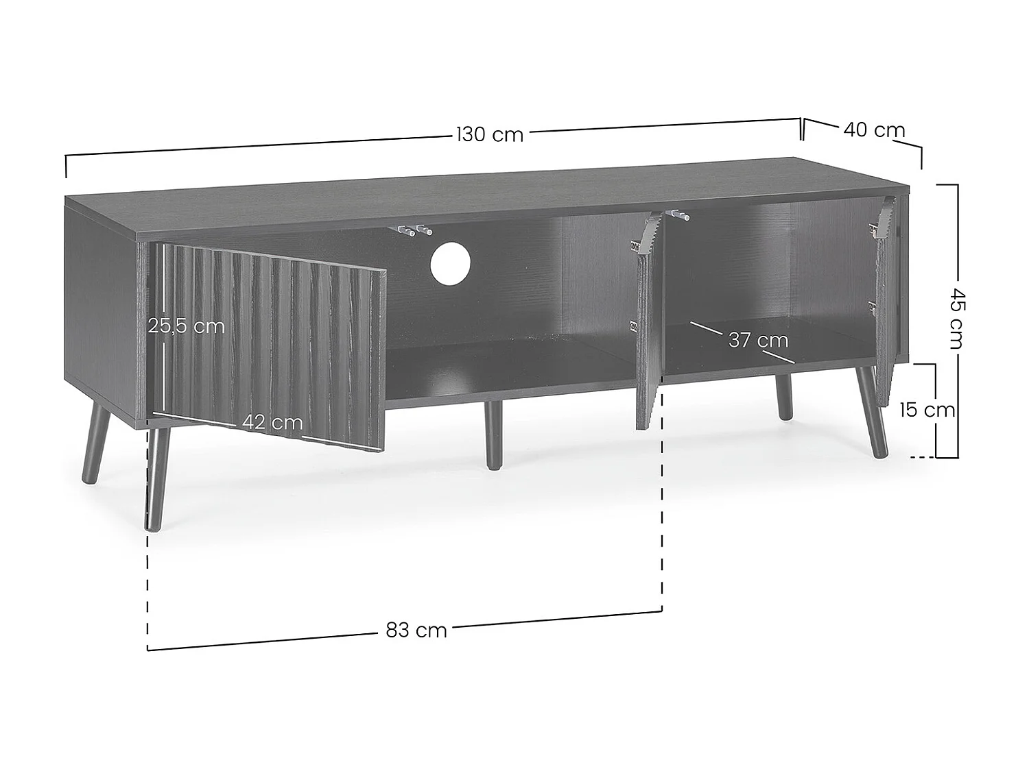 TV-Schrank Lluvia 3 Türen, Schwarz