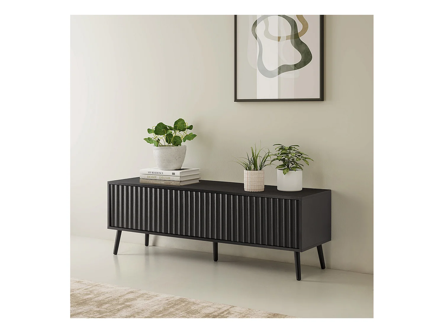 Meuble TV Lluvia 3 portes couleur noir