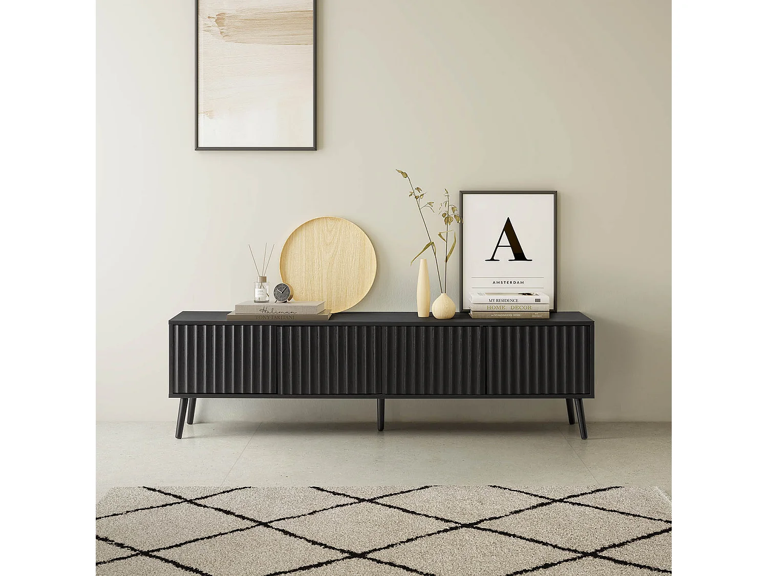 TV-Schrank Lluvia 4 Türen Schwarz