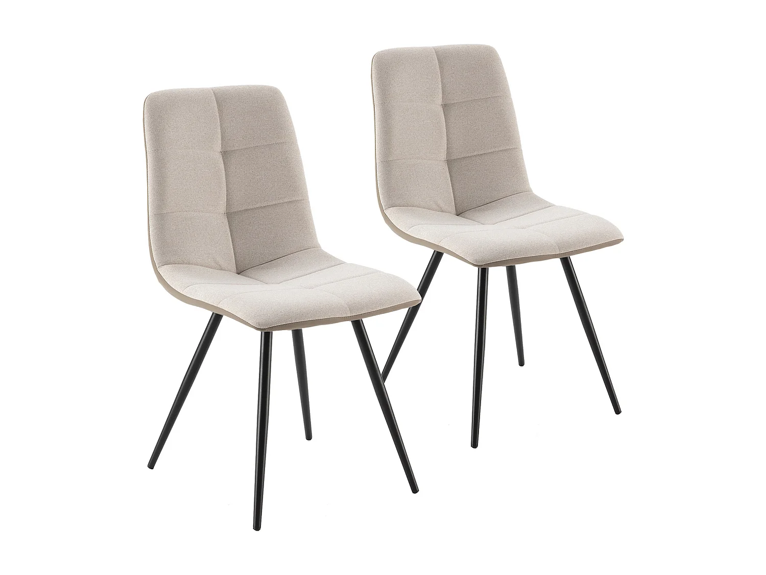 Pack de 2 chaises Prada, tissu et simili cuir Beige