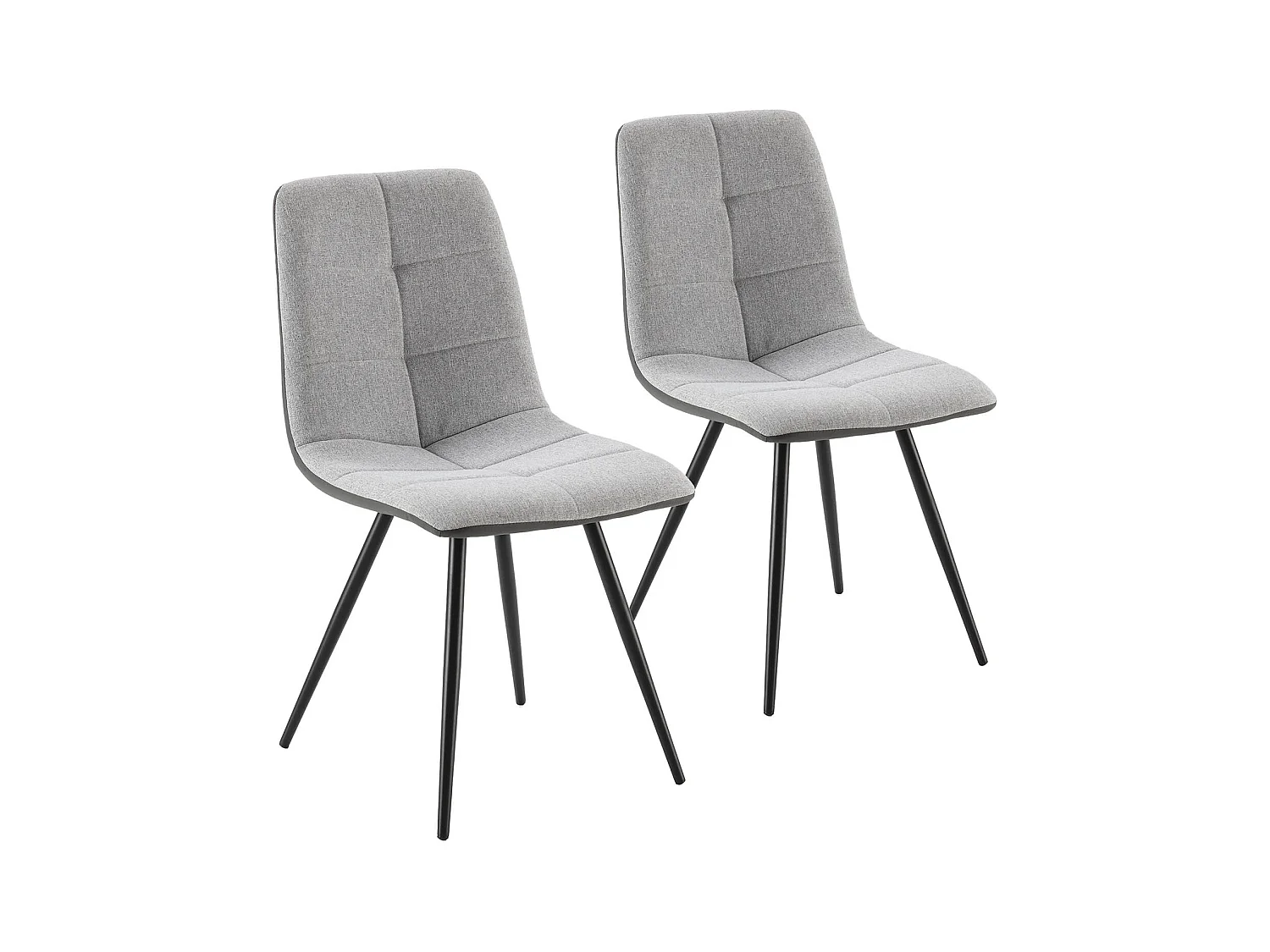 Pack de 2 chaises Prada, tissu et simili cuir Gris