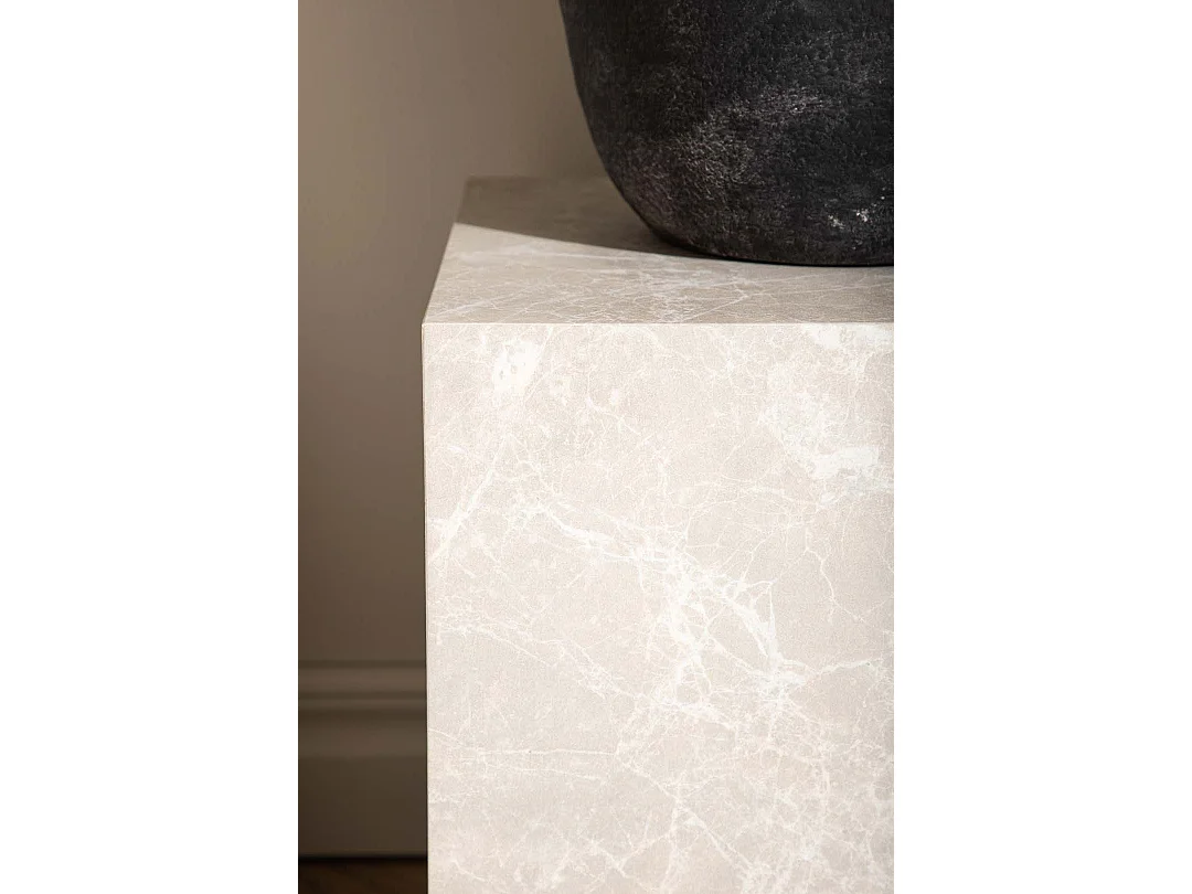 Table d'Appoint Imitation Marbre "York" 45cm Beige