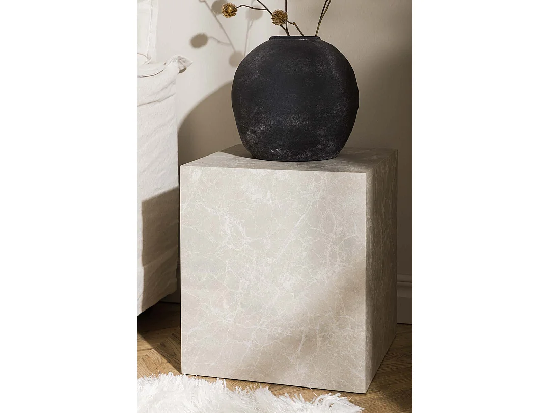 Table d'Appoint Imitation Marbre "York" 45cm Beige