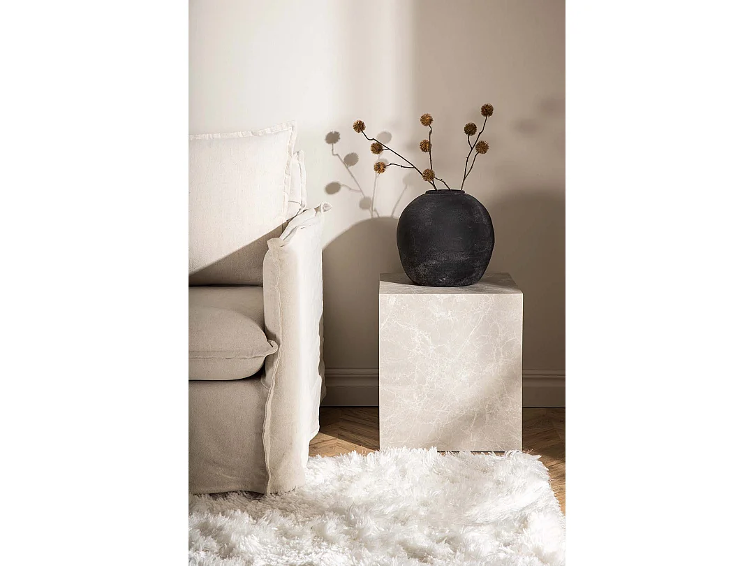 Table d'Appoint Imitation Marbre "York" 45cm Beige