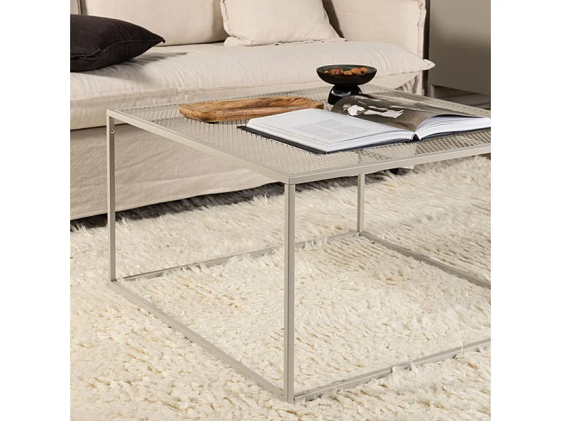 Table Basse en Métal "Netz" 80cm Beige
