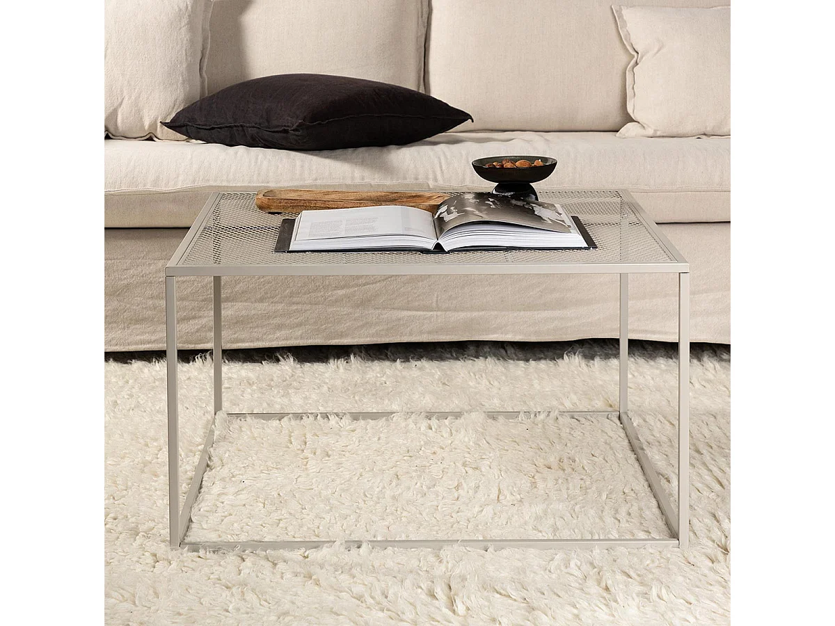 Table Basse en Métal "Netz" 80cm Beige