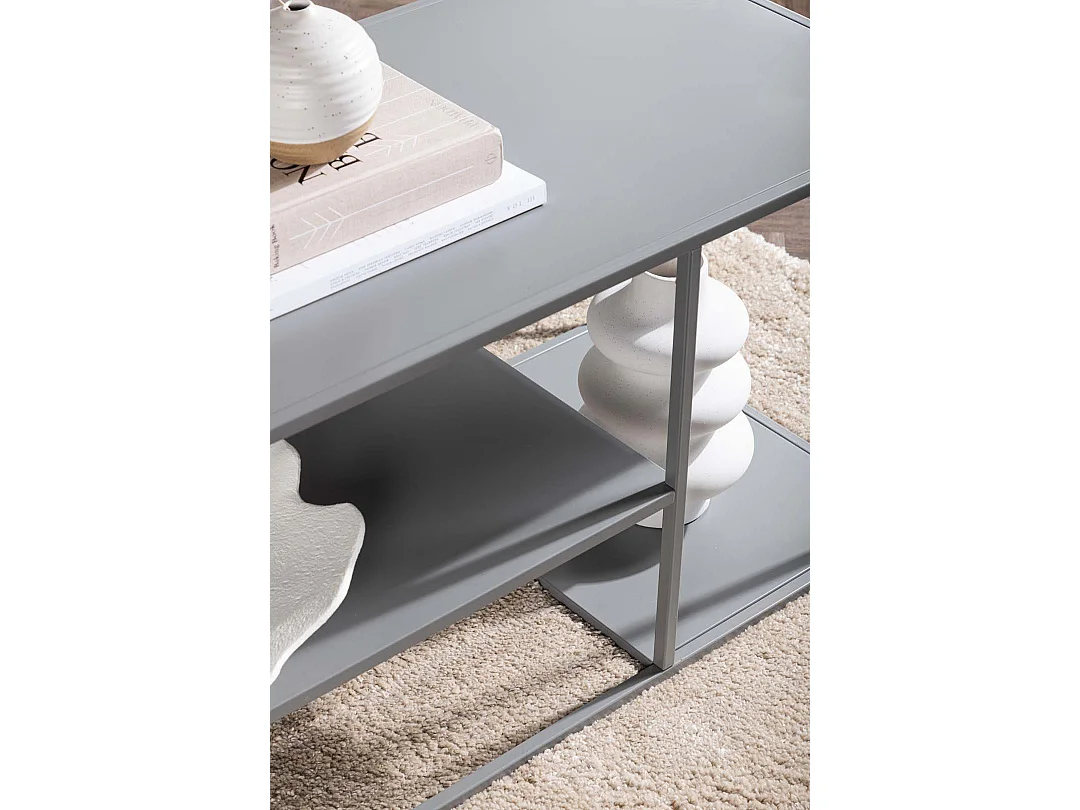 Staal salontafel lichtgrijs.