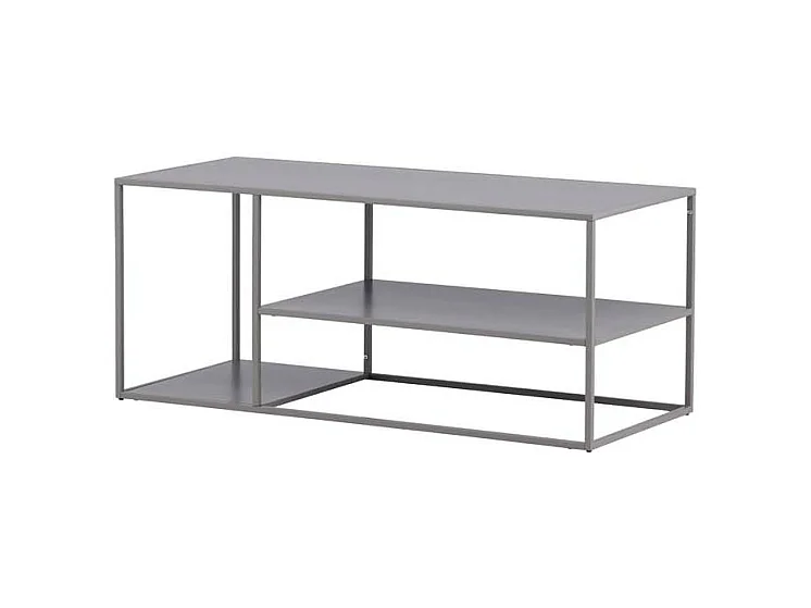 Table Basse Avec Étagères "Staal" 120cm Gris Clair