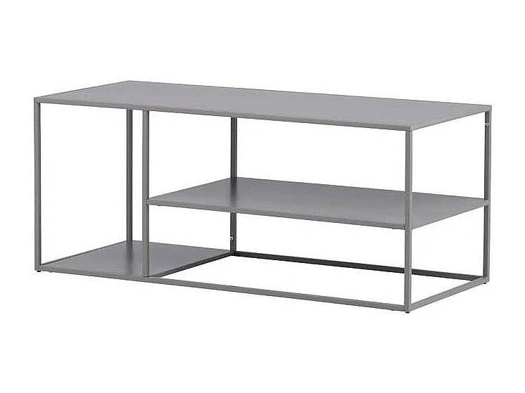 Table Basse Avec Étagères "Staal" 120cm Gris Clair