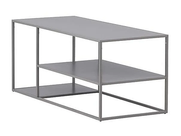 Table Basse Avec Étagères "Staal" 120cm Gris Clair
