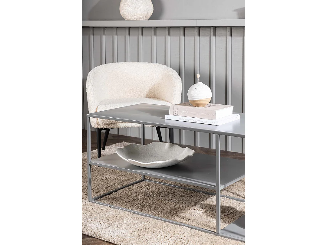 Table Basse Avec Étagères "Staal" 120cm Gris Clair