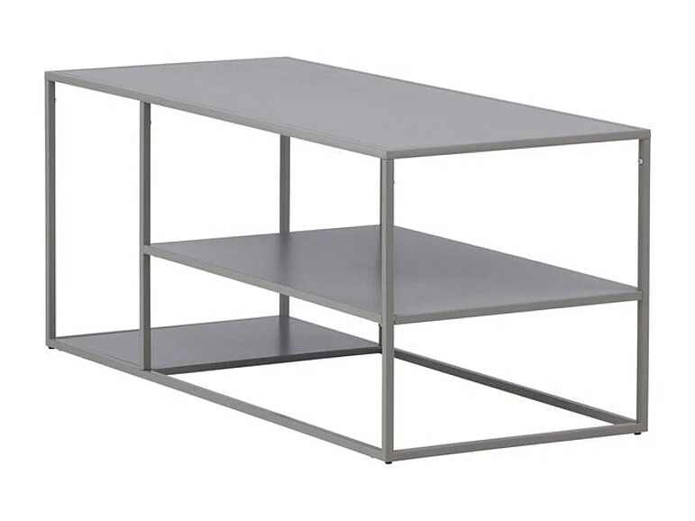 Table Basse Avec Étagères "Staal" 120cm Gris Clair