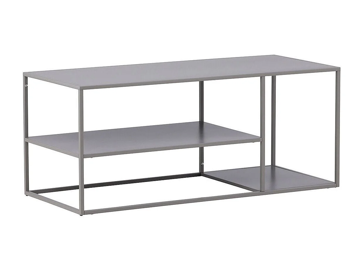 Table Basse Avec Étagères "Staal" 120cm Gris Clair