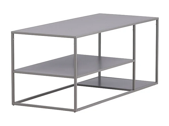 Table Basse Avec Étagères "Staal" 120cm Gris Clair