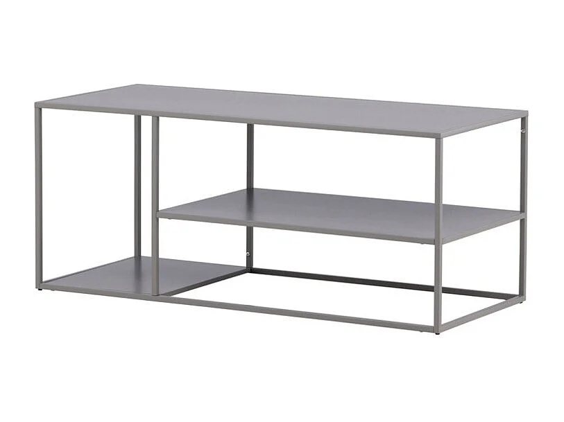 Table Basse Avec Étagères "Staal" 120cm Gris Clair