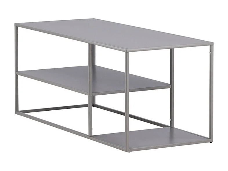 Table Basse Avec Étagères "Staal" 120cm Gris Clair