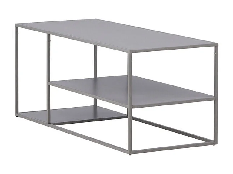 Table Basse Avec Étagères "Staal" 120cm Gris Clair